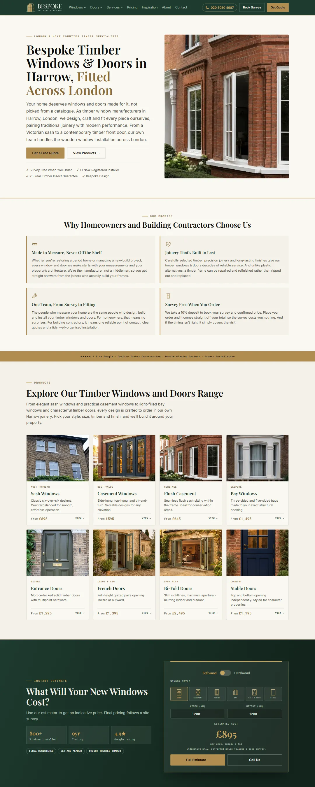 The Bespoke Timber Windows website
