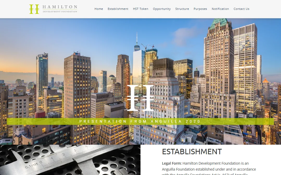 The Hamilton Development Foundation website